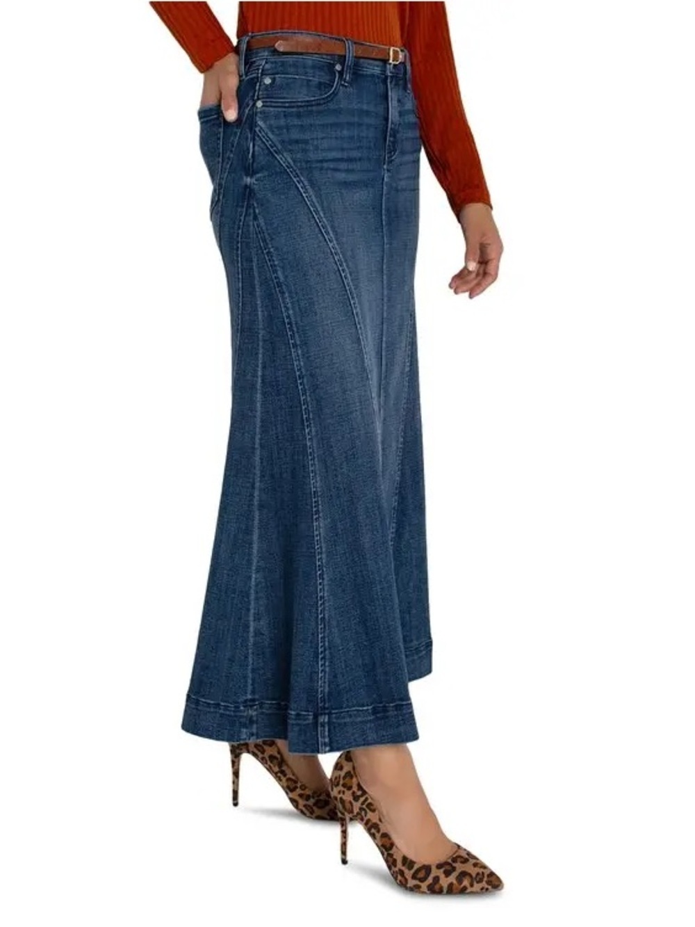 Liverpool Denim Maxi Skirt - Dark Blue - Picture 2 of 6